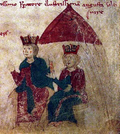 Costanza d'Altavilla regina di Germania nel 1191 con il marito Enrico VI